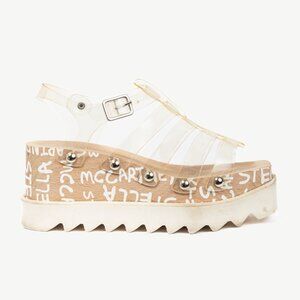 Stella McCartney Elyse Neutrals PVC Platform Wedge Fisherman Sandals
